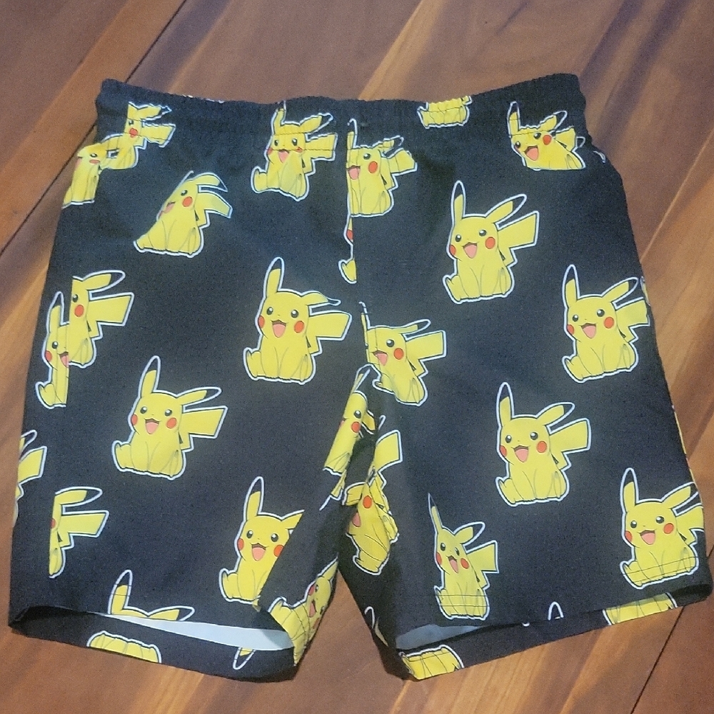 Kids Pikachu Print Black Shorts